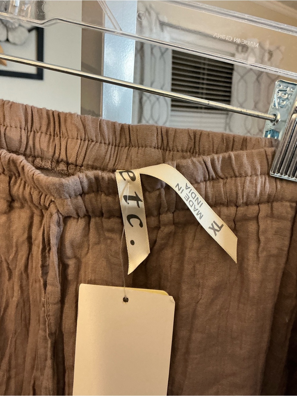 TC Women's Capris in Light Taupe with Button & Tie Detail - Picture 5 of 6